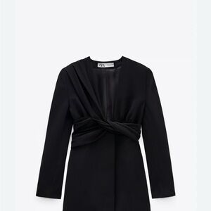 Zara Black Long Sleeve Dress with Button Detail